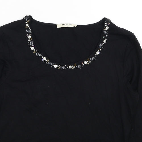 Pieces Womens Black Viscose Basic Blouse Size XS Scoop Neck