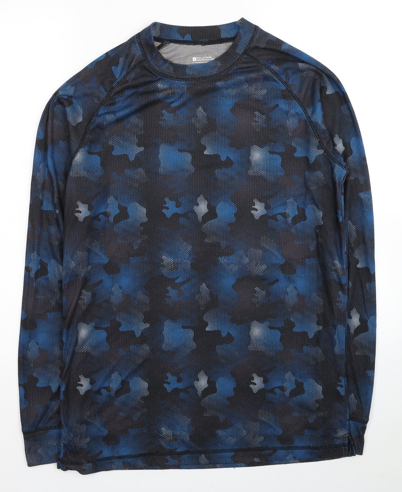 Mountain Warehouse Mens Blue Camouflage Polyester Pullover T-Shirt Size L Round Neck Pullover