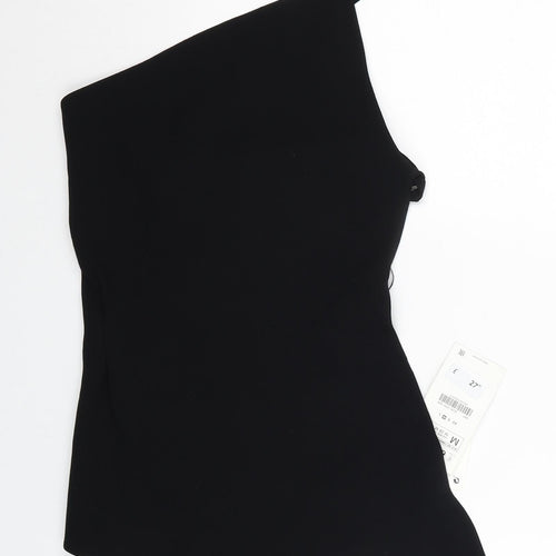 Zara Womens Black Polyester Wrap Blouse Size M Off the Shoulder