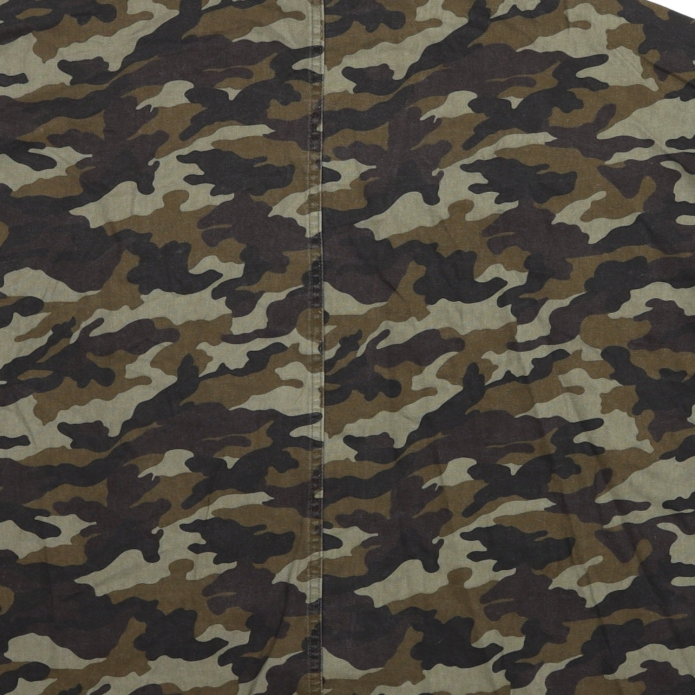 Boohoo Womens Green Camouflage Jacket Size S Button - Size S/M