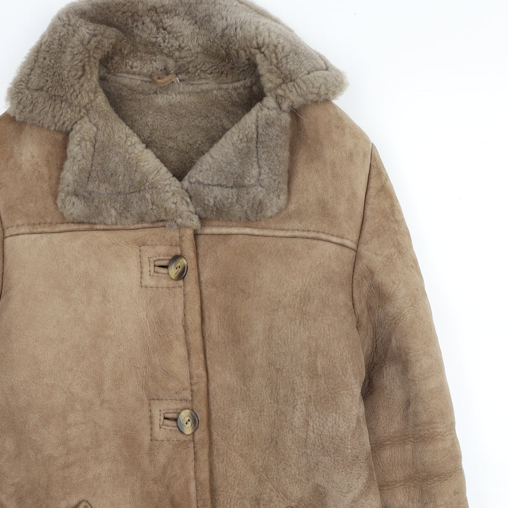 Preworn Womens Beige Pea Coat Coat Size 12 Button