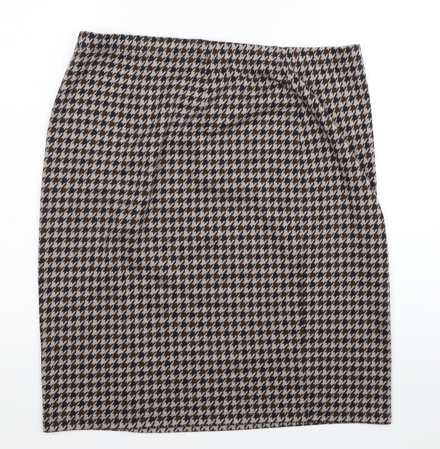 TU Womens Beige Geometric Polyester Straight & Pencil Skirt Size 16 - Herringtooth Pattern