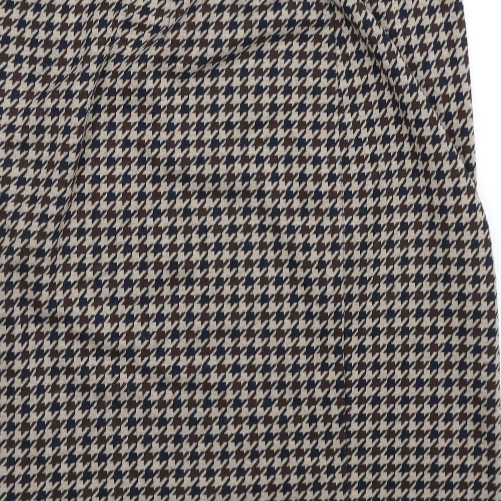 TU Womens Beige Geometric Polyester Straight & Pencil Skirt Size 16 - Herringtooth Pattern