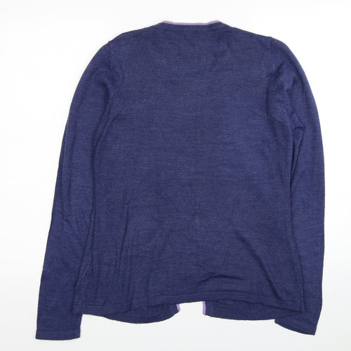 EWM Womens Purple Round Neck Geometric Acrylic Pullover Jumper Size 10 - Size 10-12 Cardigan Effect