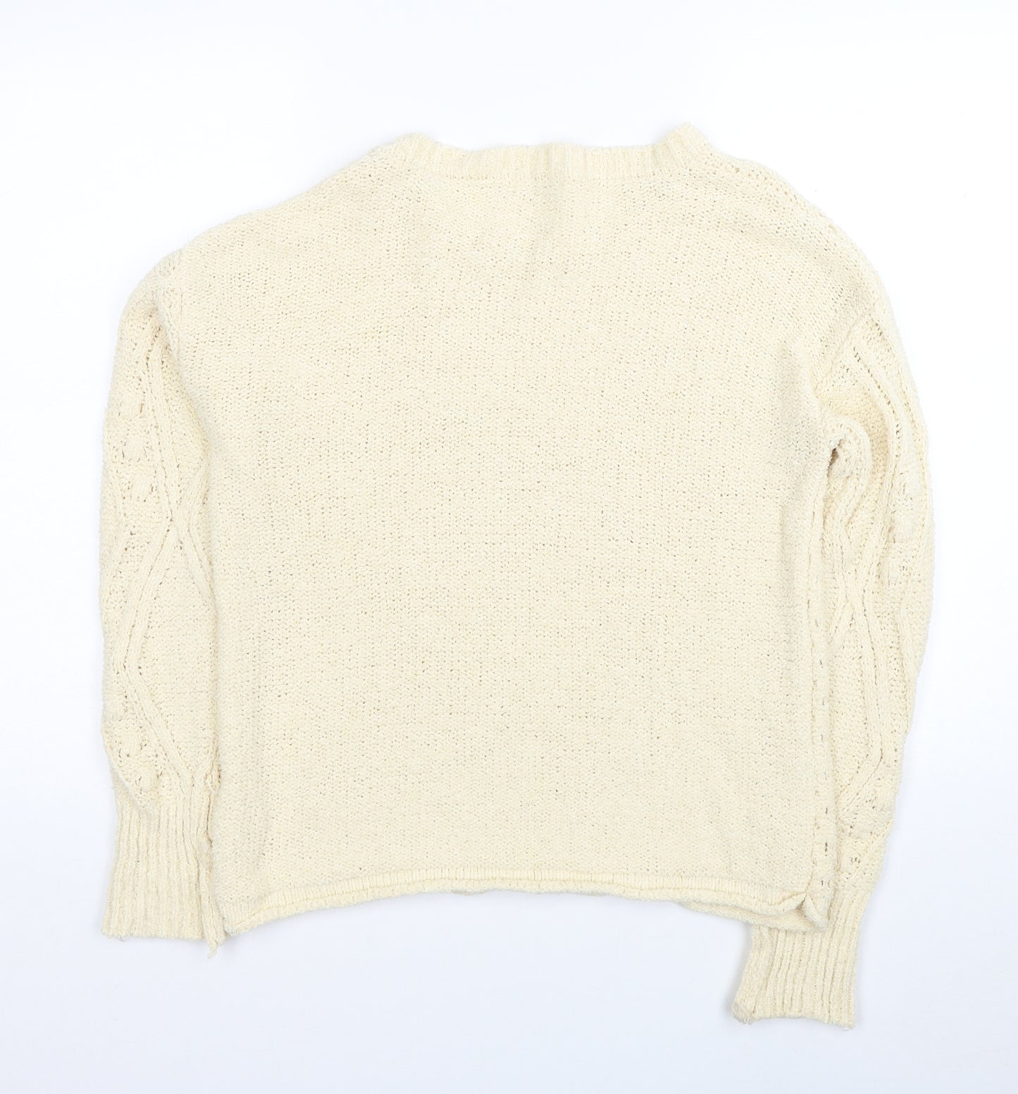 Cotton Traders Womens Ivory Round Neck Cotton Pullover Jumper Size 10