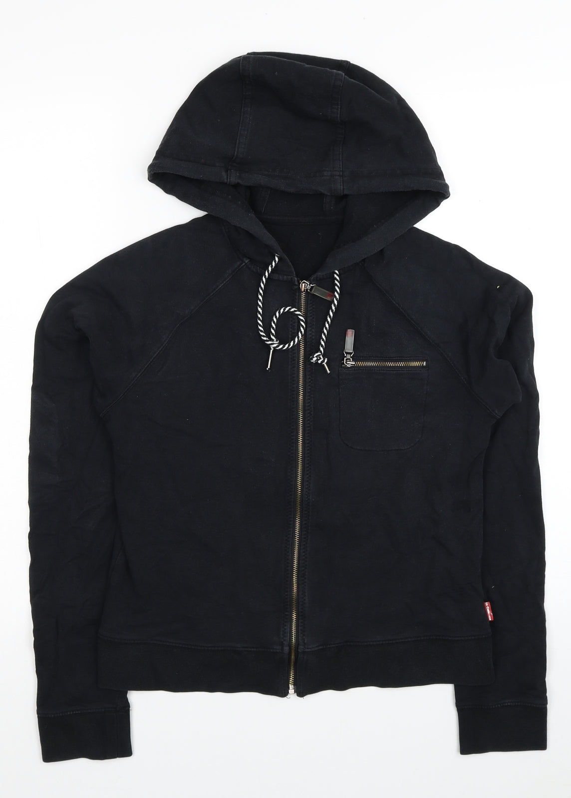 Liz Claiborne Womens Black Cotton Full Zip Hoodie Size S Zip