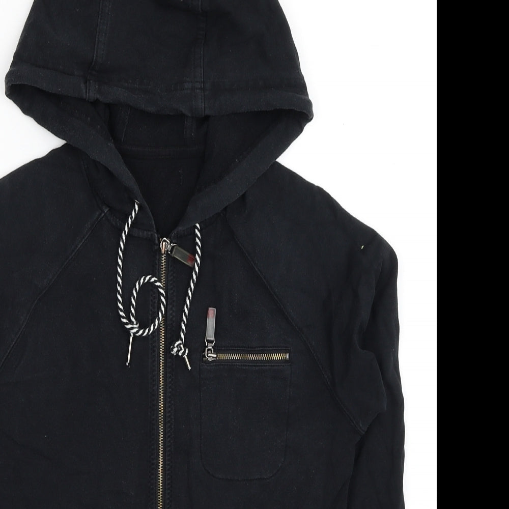Liz Claiborne Womens Black Cotton Full Zip Hoodie Size S Zip