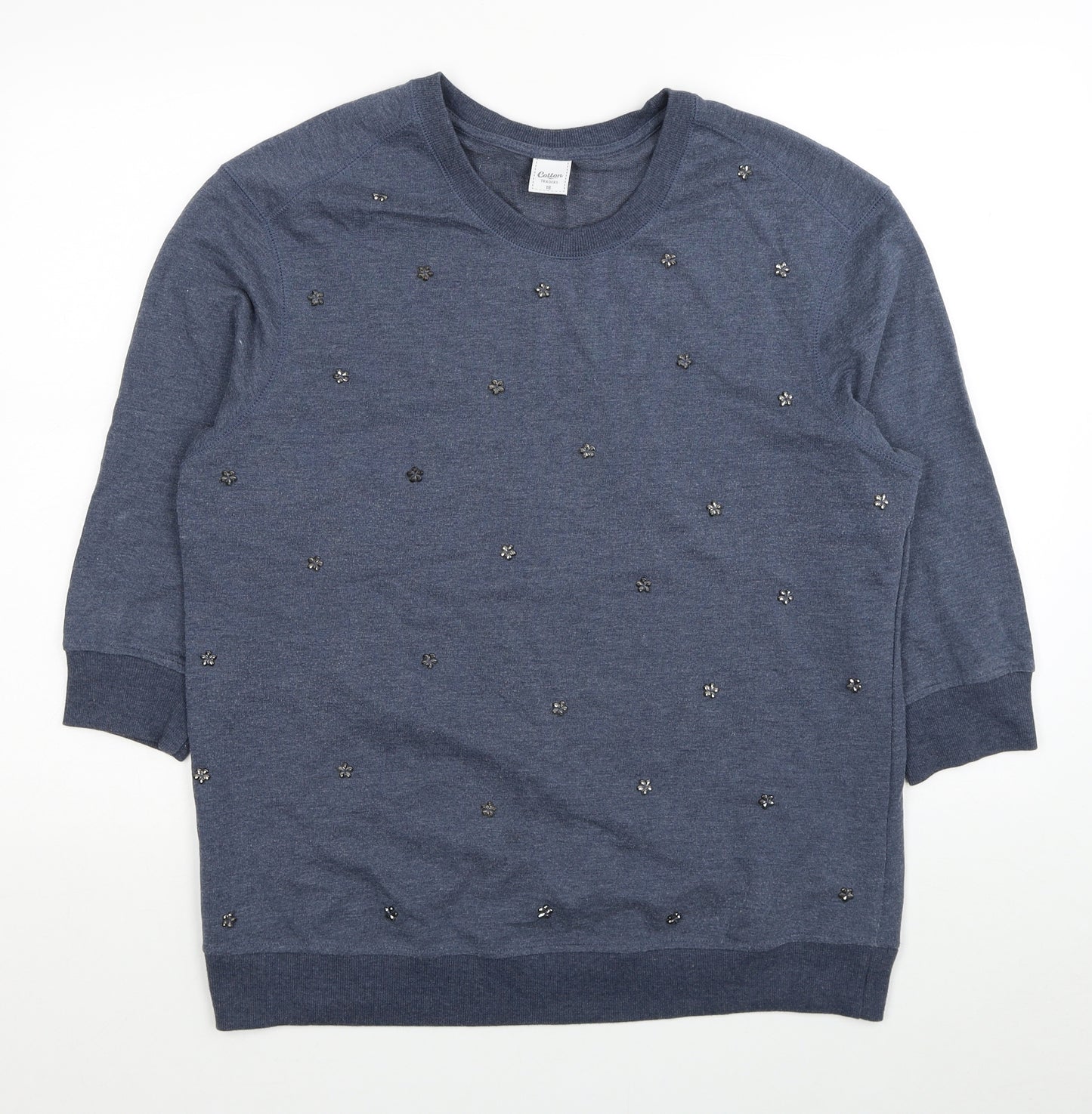 Cotton Traders Womens Blue Cotton Pullover Sweatshirt Size 18 Pullover