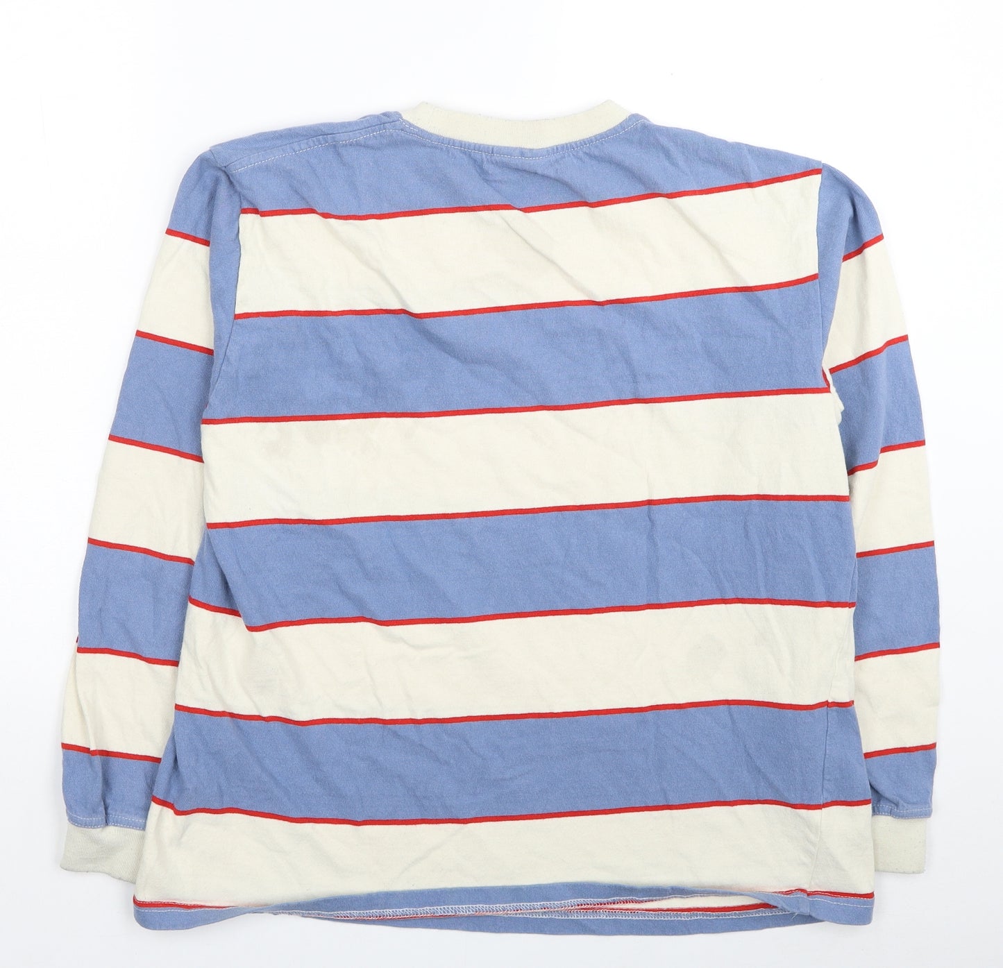 MWDO Mens Multicoloured Round Neck Striped Cotton Pullover Jumper Size L - Lucky Charm