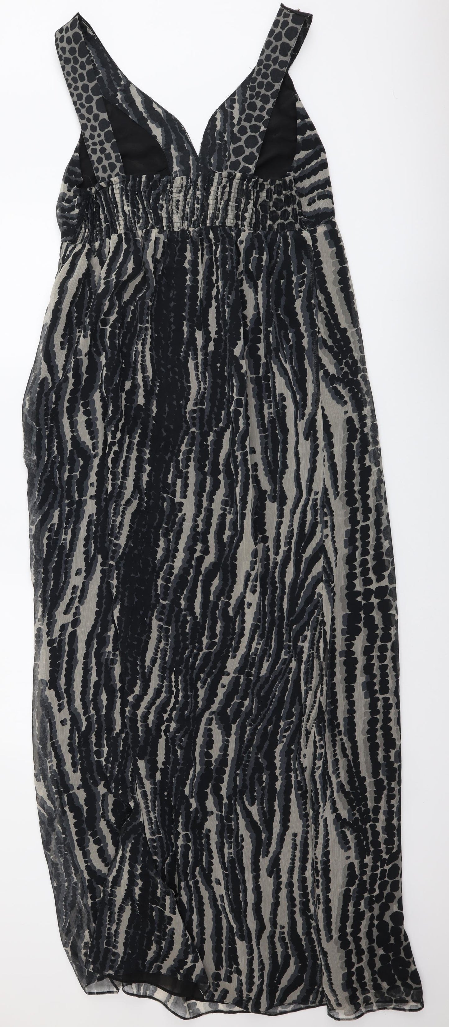 Wallis Womens Black Animal Print Polyester A-Line Size 14 V-Neck Pullover - Leopard Pattern