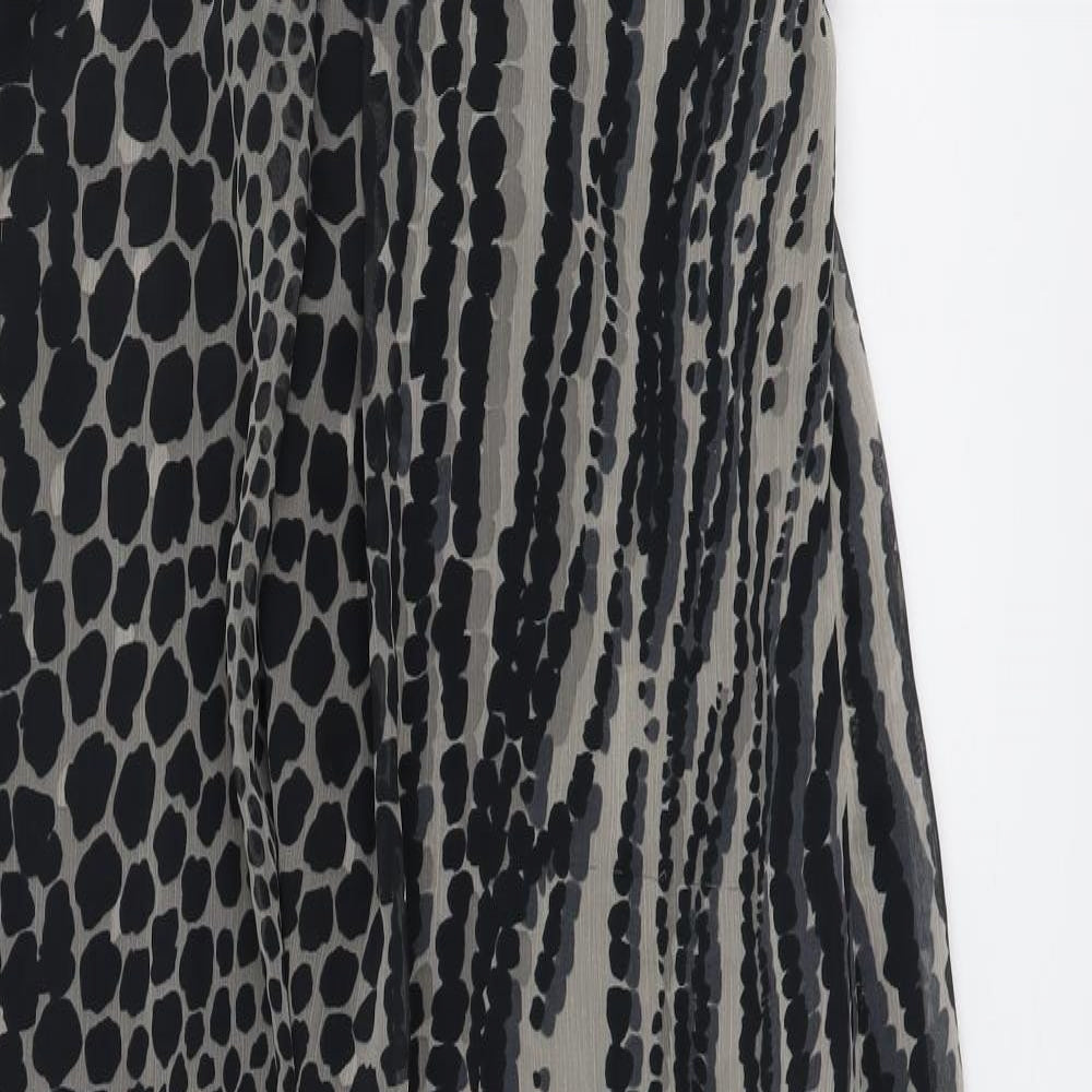 Wallis Womens Black Animal Print Polyester A-Line Size 14 V-Neck Pullover - Leopard Pattern