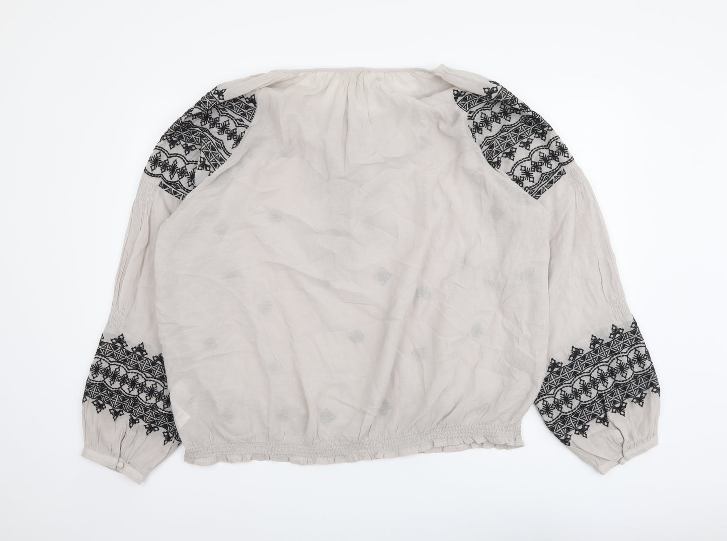 Mint Velvet Womens Grey Geometric Viscose Basic Blouse Size 18 Round Neck