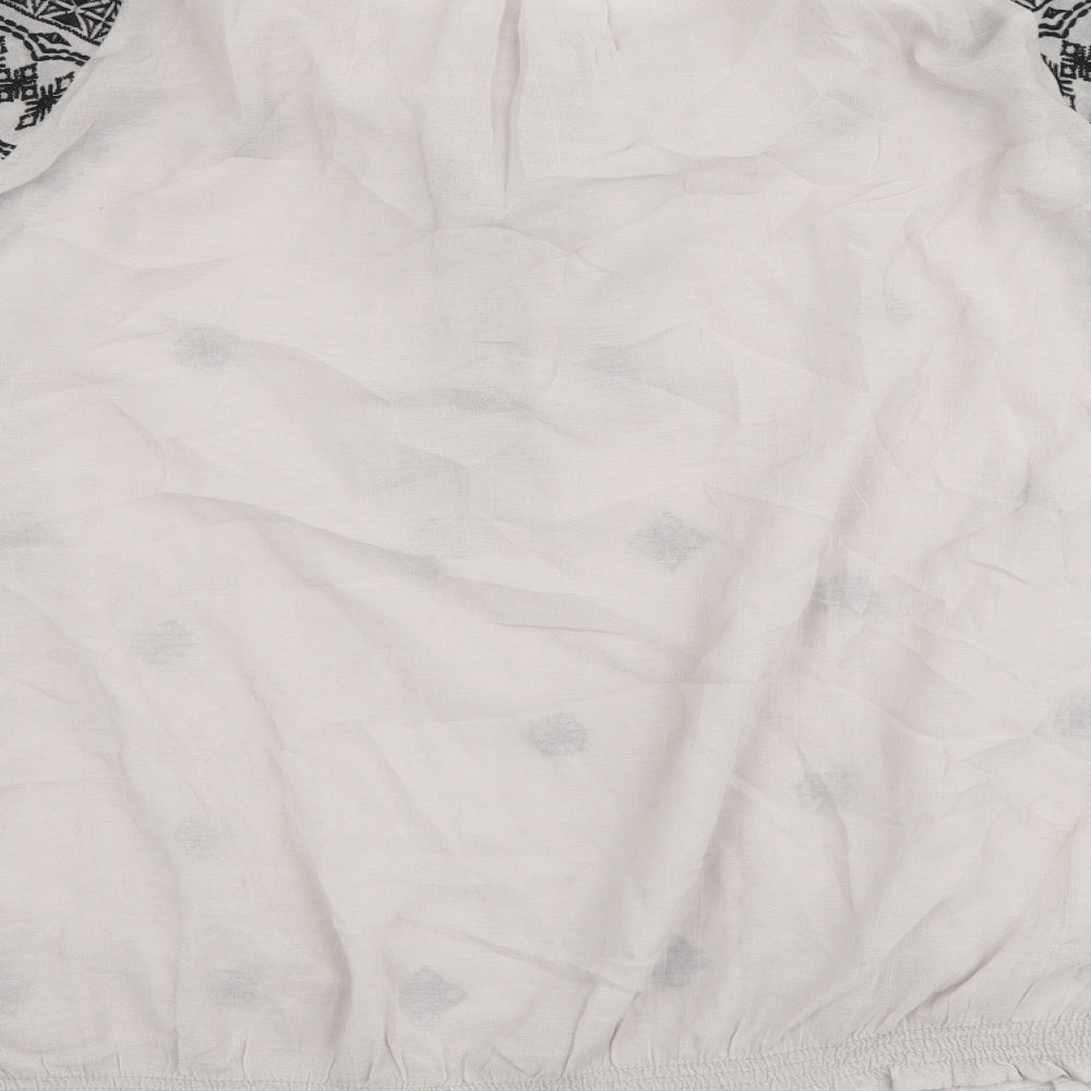 Mint Velvet Womens Grey Geometric Viscose Basic Blouse Size 18 Round Neck