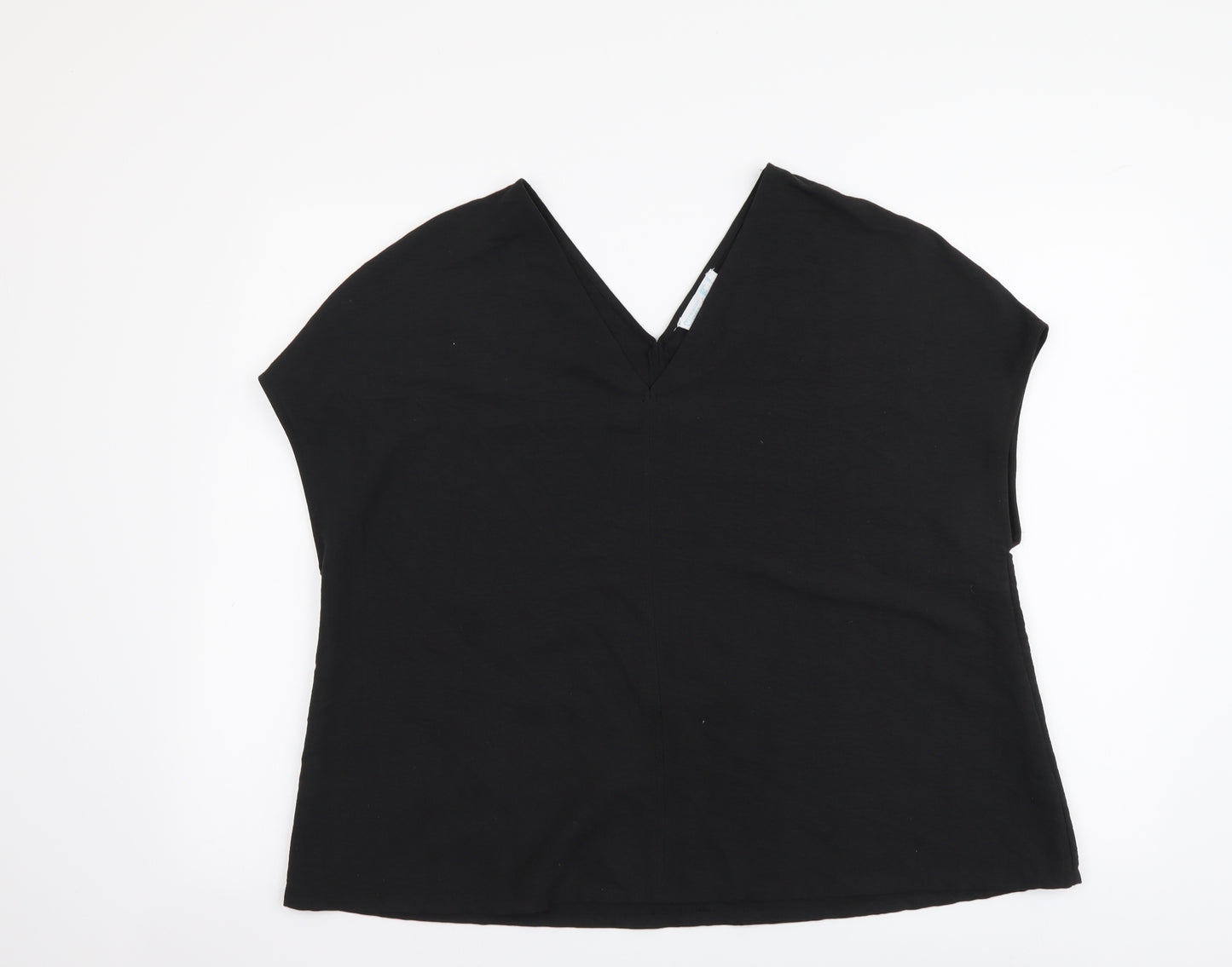 Primark Womens Black Polyester Basic Blouse Size 10 V-Neck