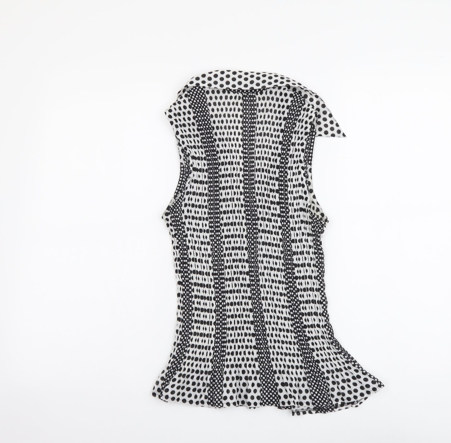 Marks and Spencer Womens Black Polka Dot Polyester Basic Button-Up Size 12 Collared