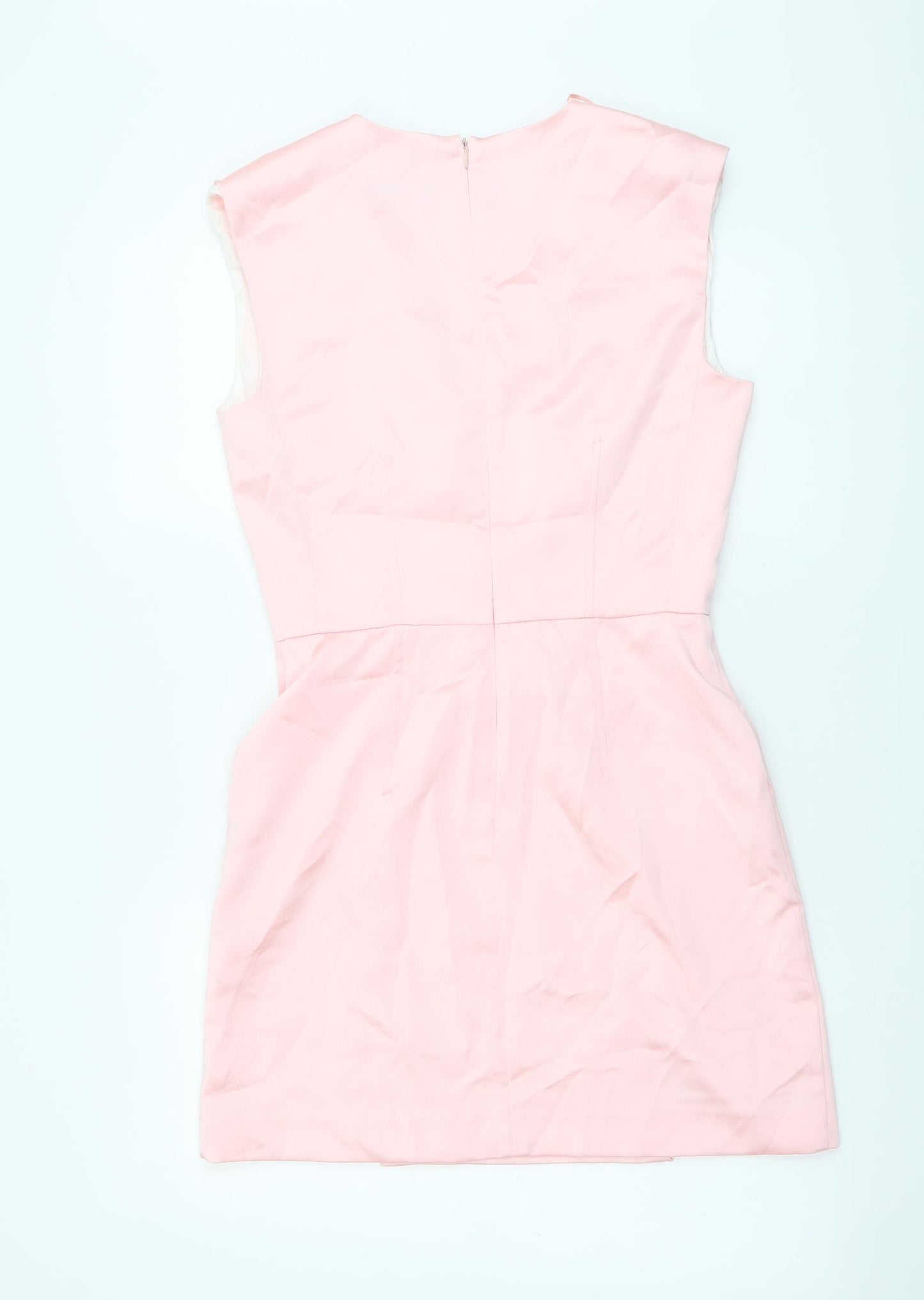 Zara Womens Pink Polyester Mini Size M V-Neck Zip