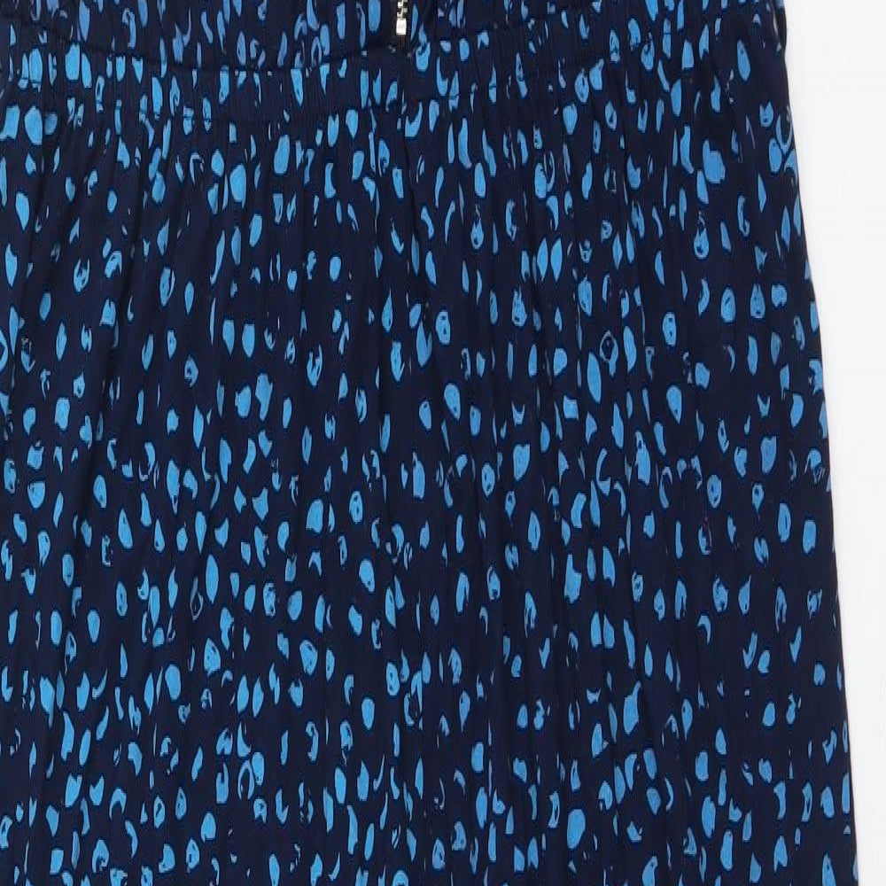 TU Womens Blue Animal Print Viscose Jumpsuit One-Piece Size 10 Zip - Leopard Pattern