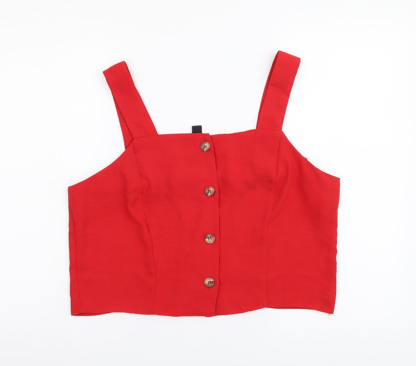 New Look Womens Red Polyester Cropped Tank Size 16 Square Neck