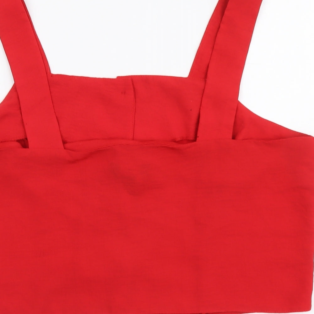 New Look Womens Red Polyester Cropped Tank Size 16 Square Neck