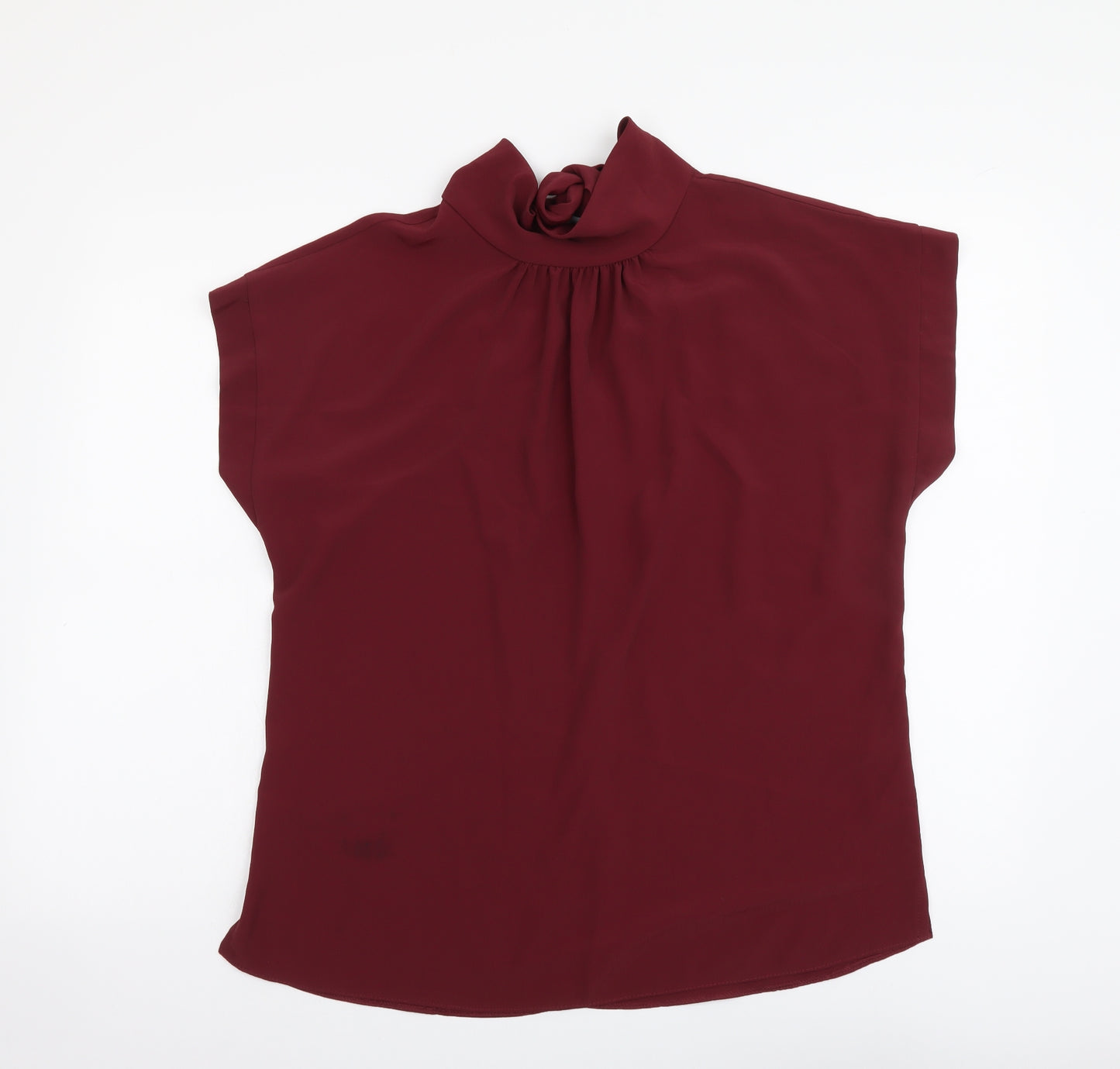 New Look Womens Red Polyester Basic Blouse Size 14 Mock Neck