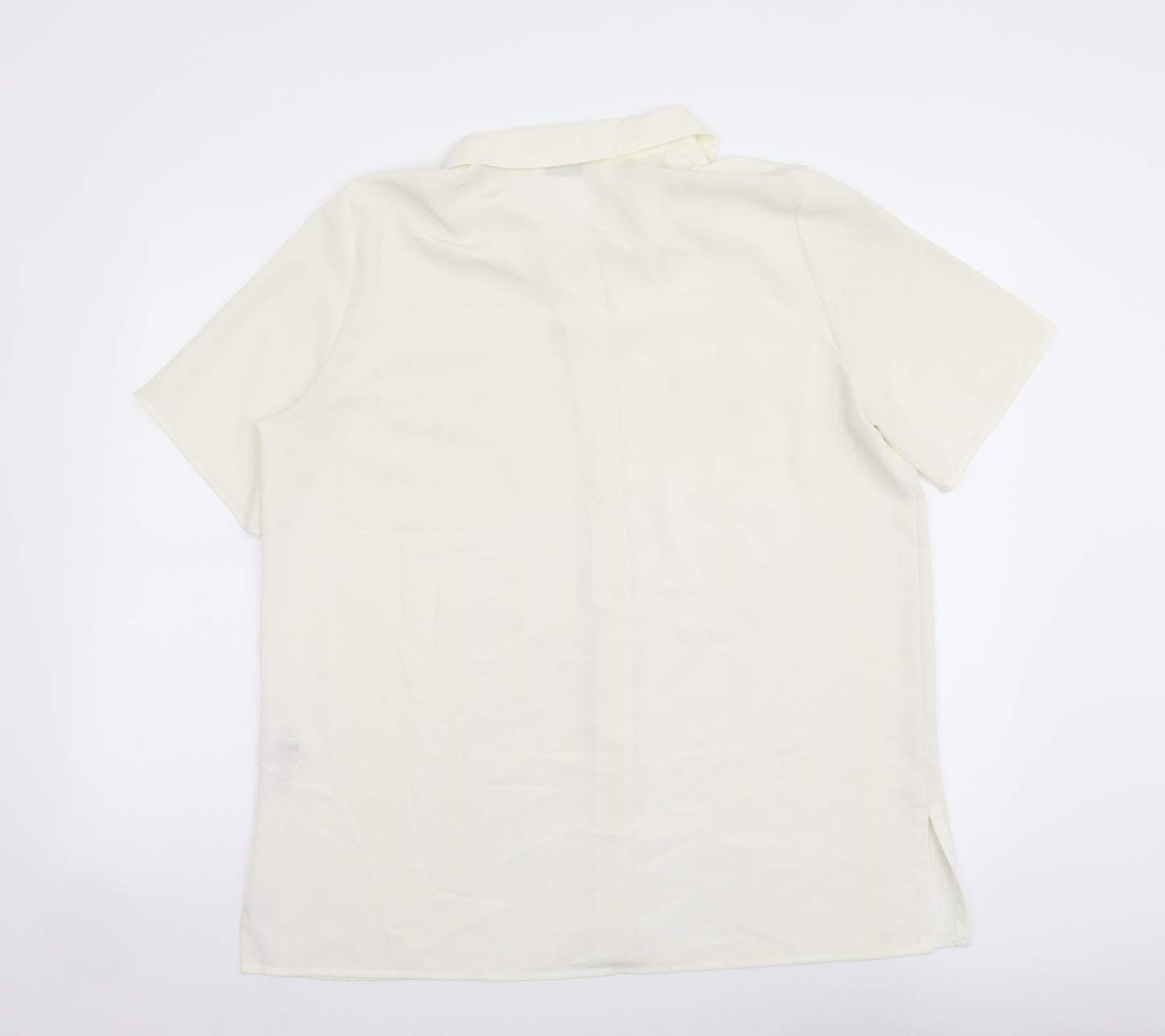 Marks and Spencer Womens Ivory Polyester Basic Button-Up Size 16 Collared