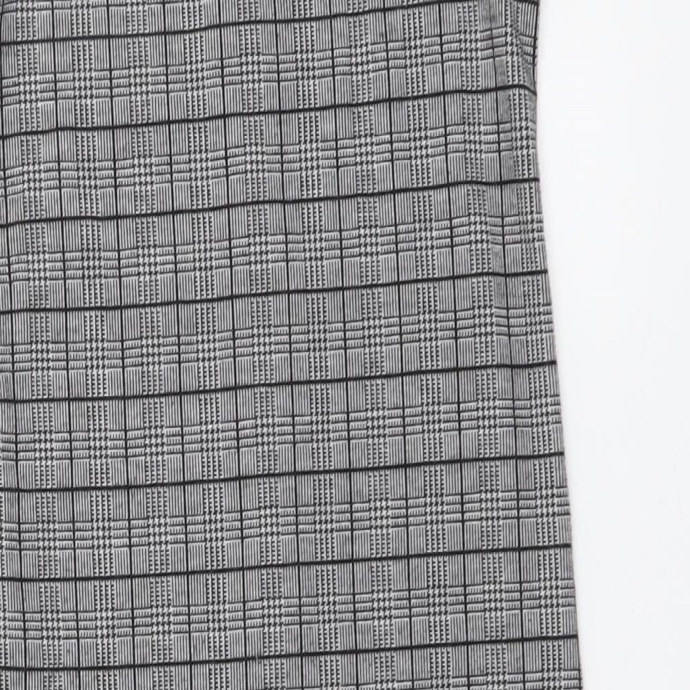 New Look Girls Grey Plaid Polyester Pinafore/Dungaree Dress Size 10-11 Years Square Neck Button