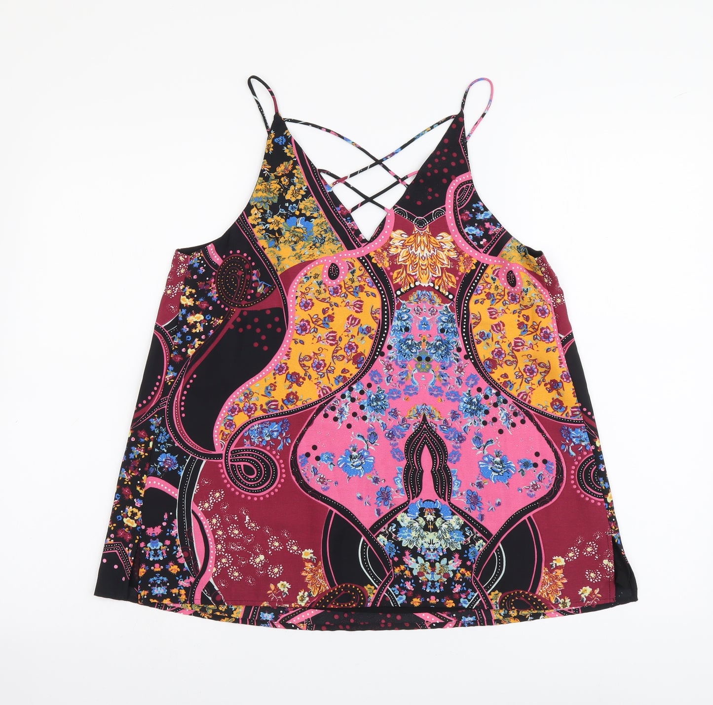 River Island Womens Multicoloured Geometric Polyester Camisole Tank Size 10 V-Neck