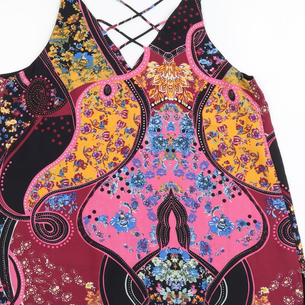 River Island Womens Multicoloured Geometric Polyester Camisole Tank Size 10 V-Neck