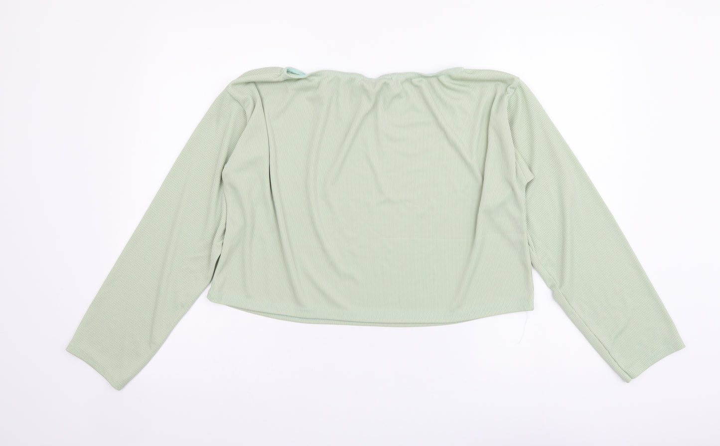 Stylewise Womens Green Polyester Cropped Blouse Size 8 Square Neck