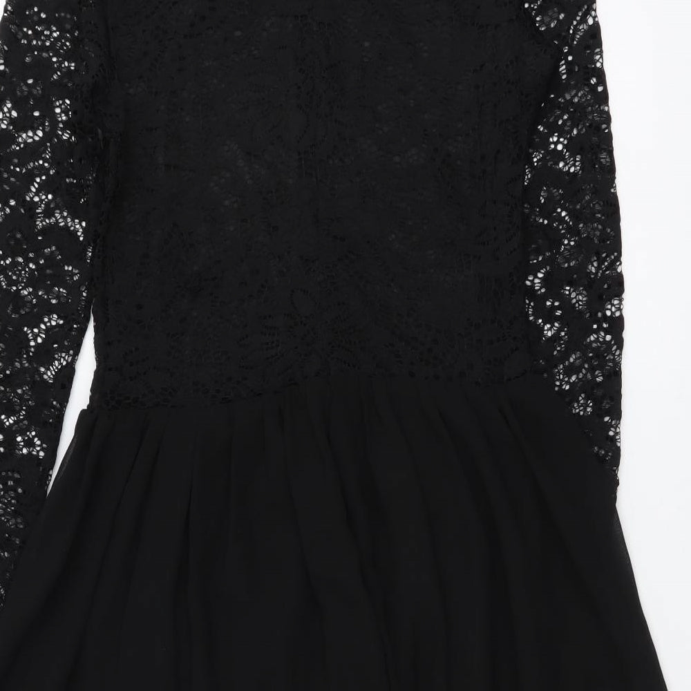 Elite 99 Womens Black Polyester A-Line Size 10 Round Neck Pullover