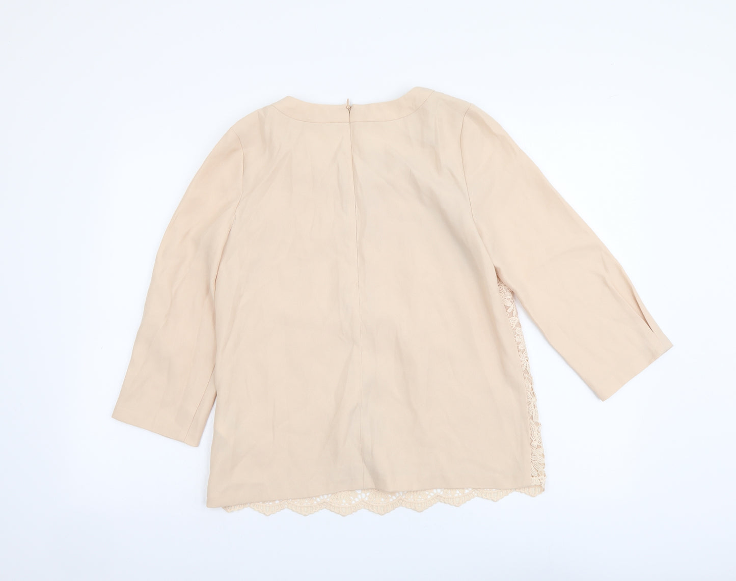 Oasis Womens Pink Floral Polyester Basic Blouse Size 10 Round Neck