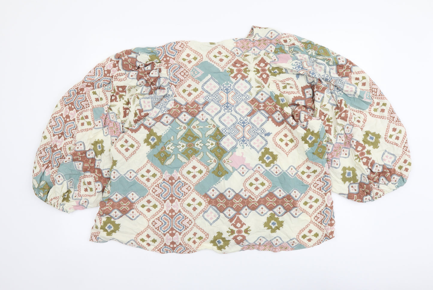 TU Womens Multicoloured Geometric Viscose Basic Blouse Size 16 Round Neck