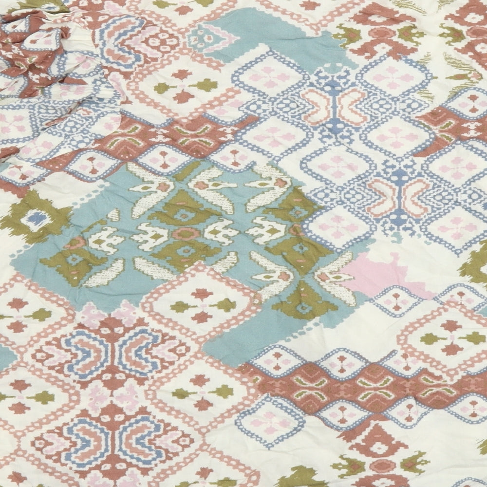 TU Womens Multicoloured Geometric Viscose Basic Blouse Size 16 Round Neck