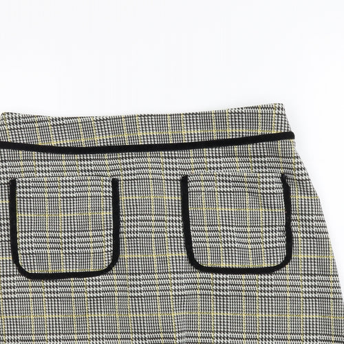 Dorothy Perkins Womens Black Plaid Polyester A-Line Skirt Size 8 Zip