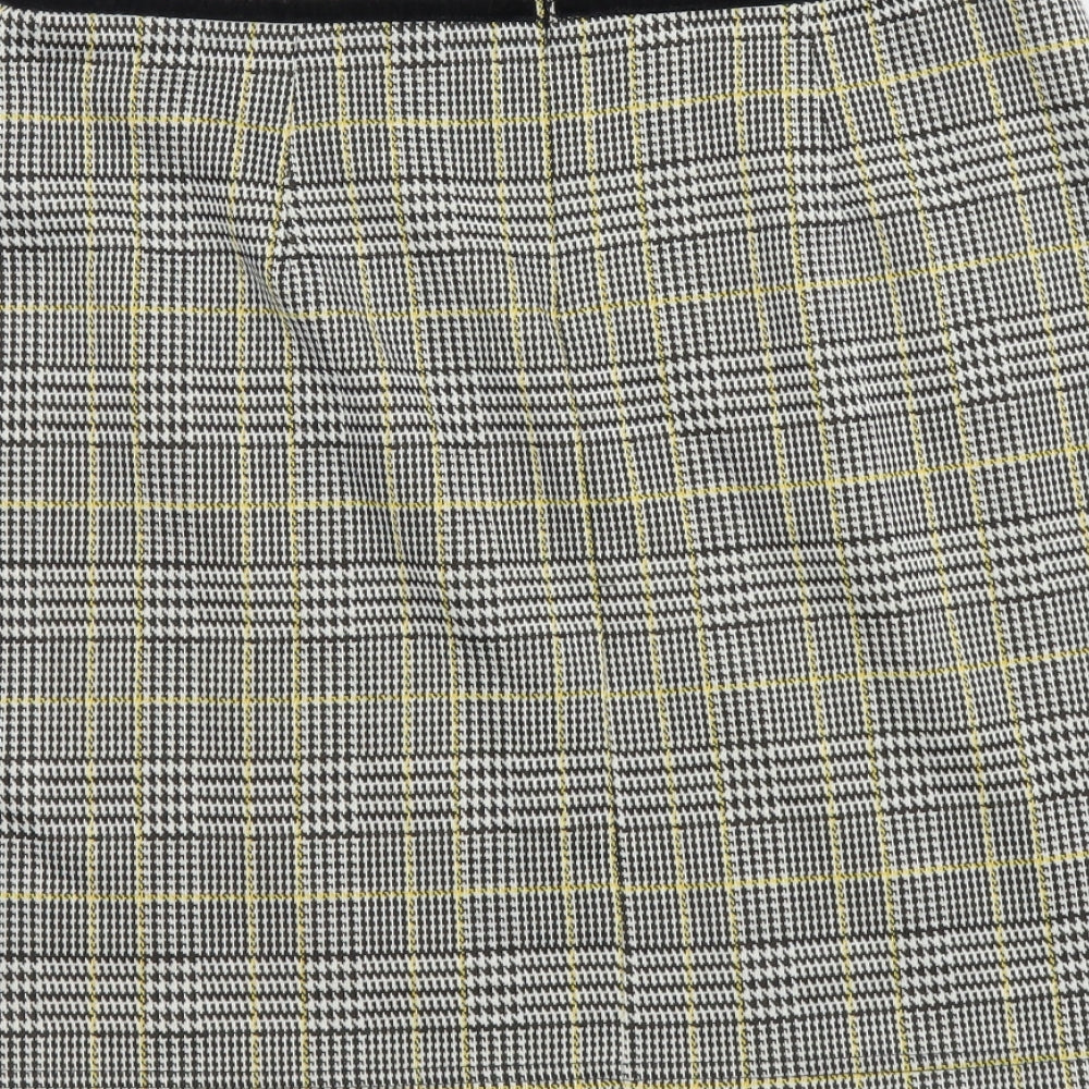 Dorothy Perkins Womens Black Plaid Polyester A-Line Skirt Size 8 Zip