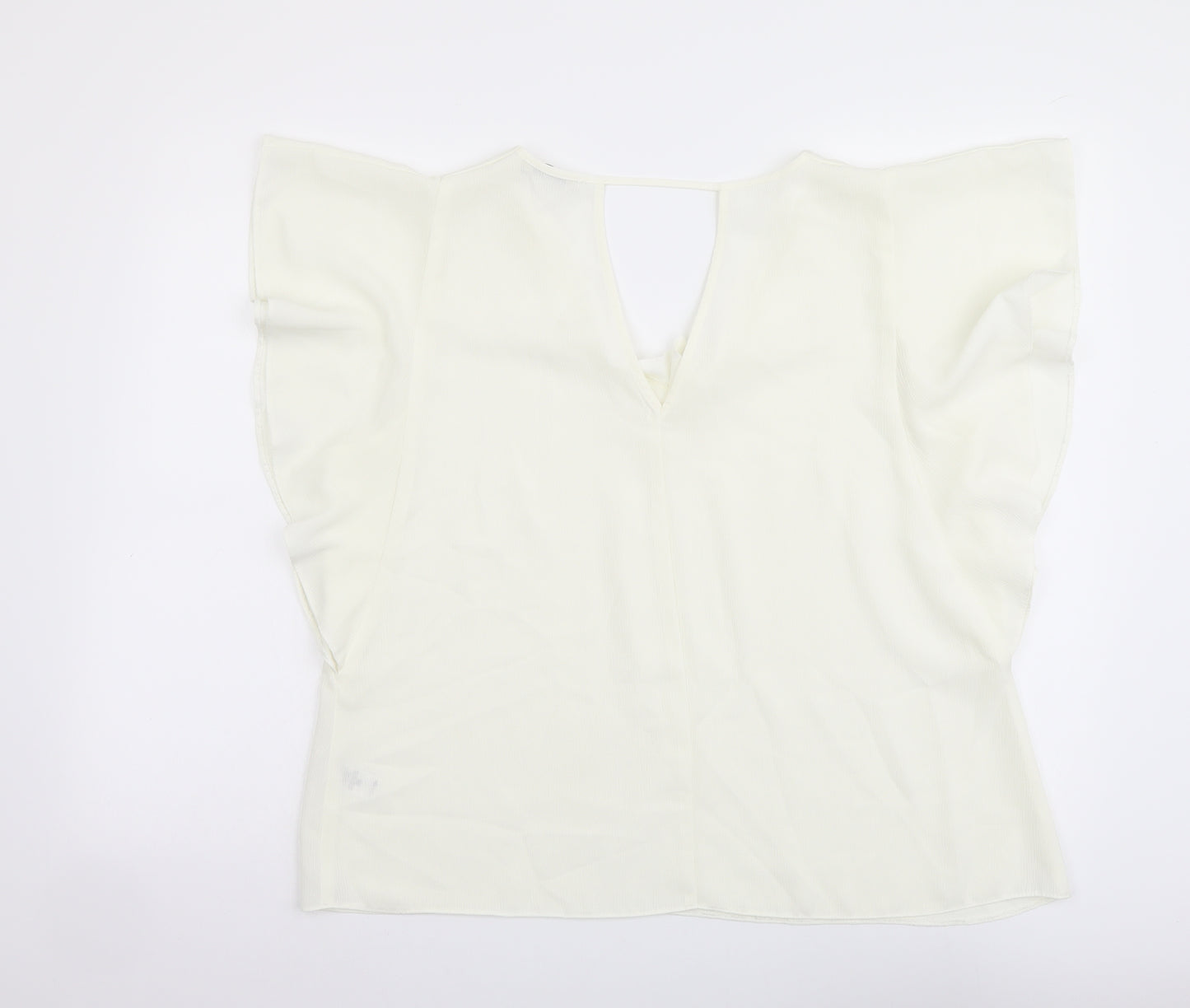 George Womens Ivory Polyester Basic Blouse Size 16 V-Neck