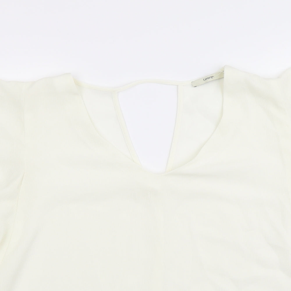 George Womens Ivory Polyester Basic Blouse Size 16 V-Neck