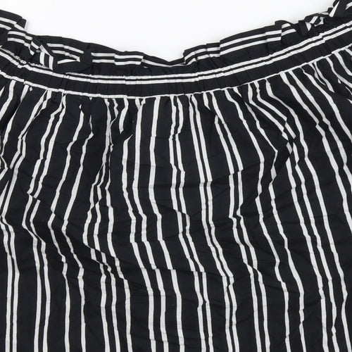 H&M Womens Black Striped Cotton Basic Blouse Size XL Off the Shoulder