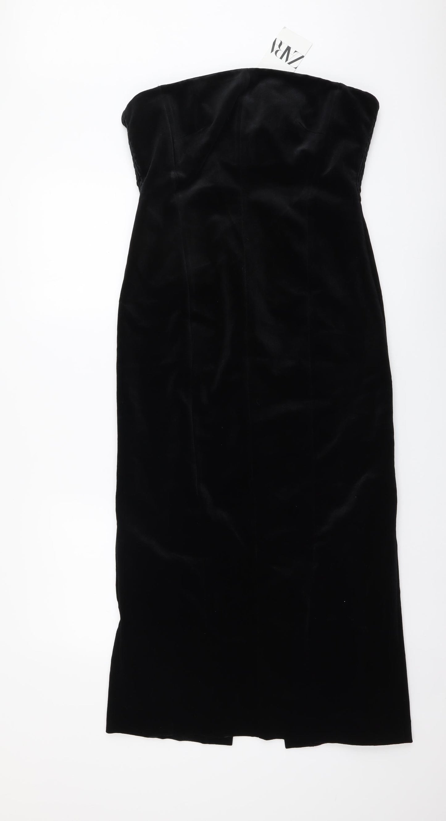 Zara Womens Black Polyester A-Line Size M Off the Shoulder Zip - Slit