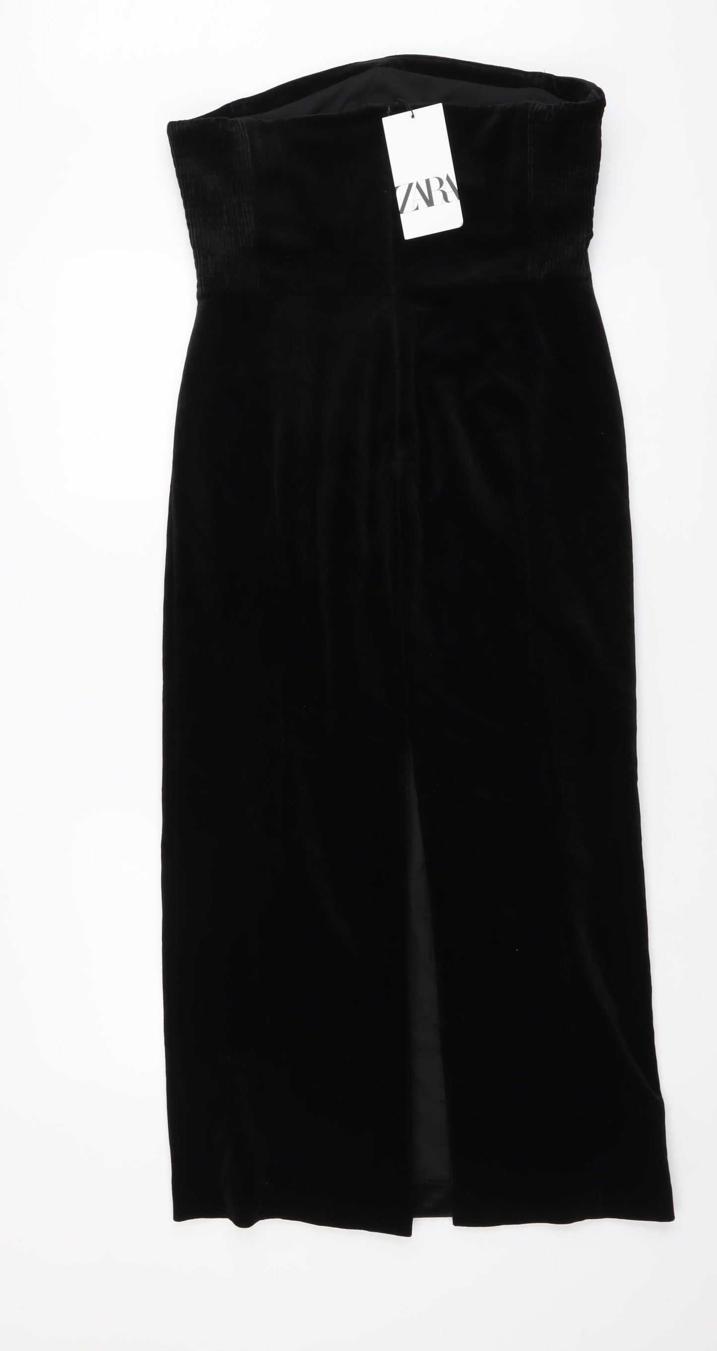 Zara Womens Black Polyester A-Line Size M Off the Shoulder Zip - Slit