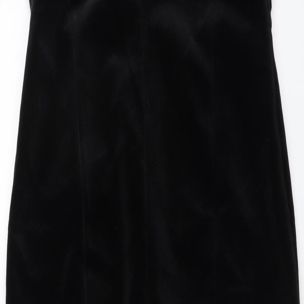 Zara Womens Black Polyester A-Line Size M Off the Shoulder Zip - Slit