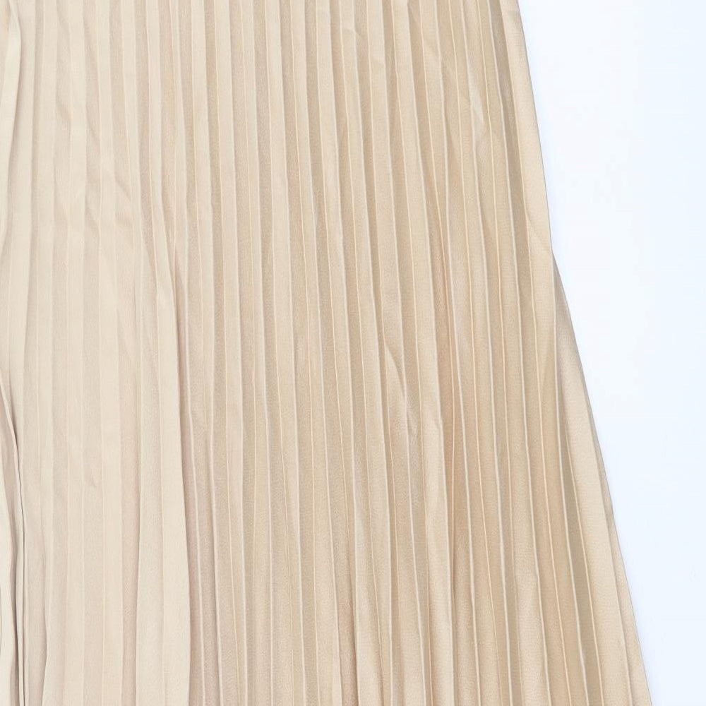 Zara Womens Beige Polyester Pettiskirt Skirt Size S Zip