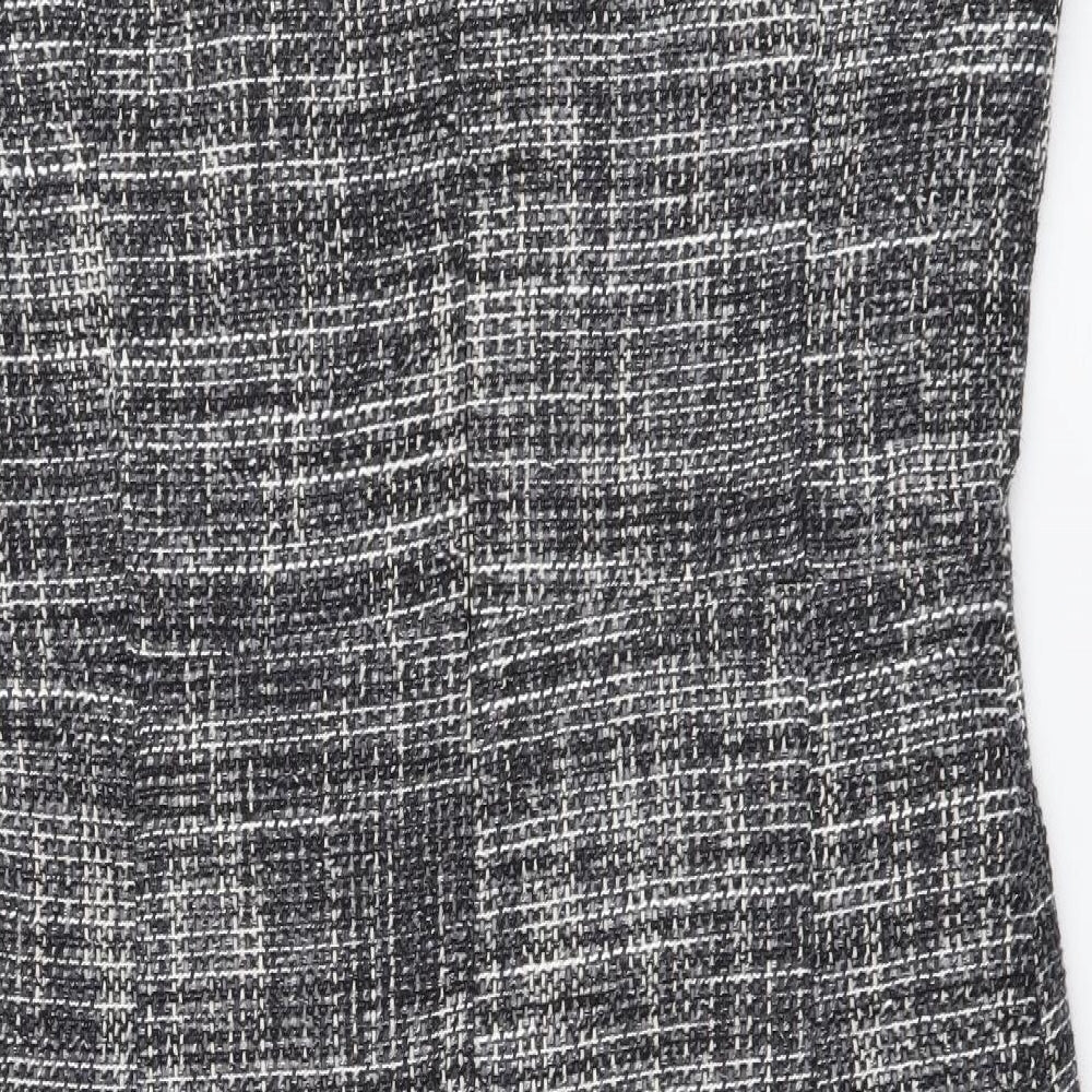 Austin Reed Womens Grey Geometric Polyester A-Line Size 12 Round Neck Zip