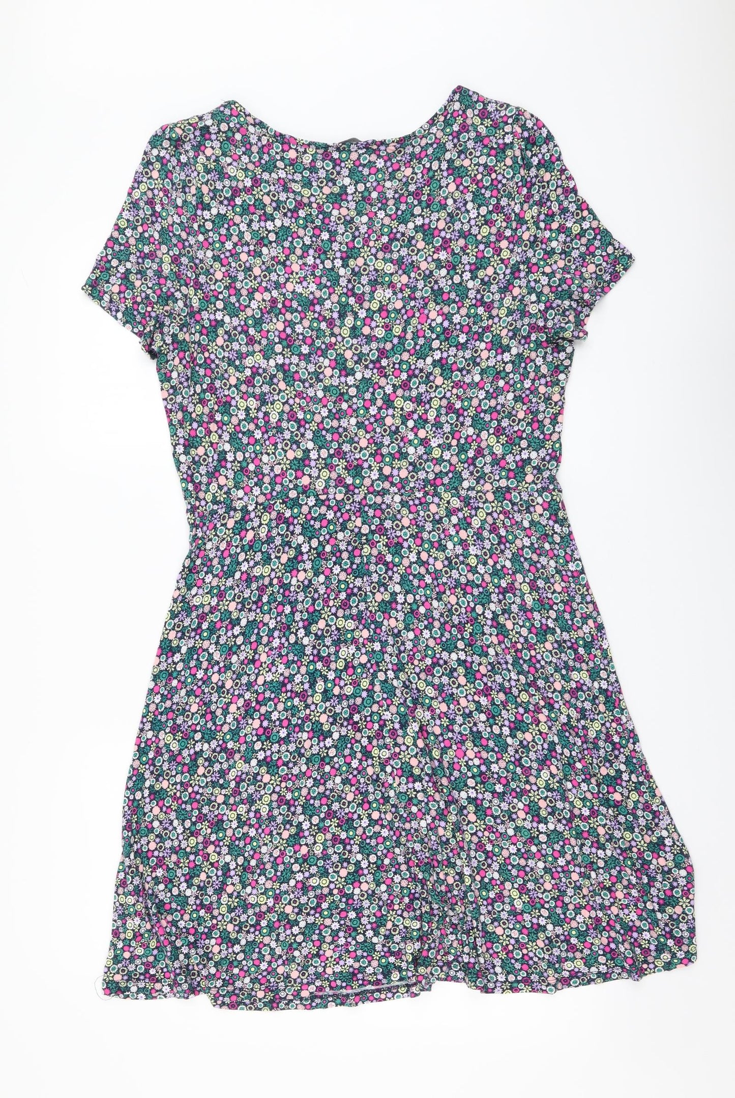 Marks and Spencer Womens Multicoloured Floral Viscose A-Line Size 16 Round Neck Pullover