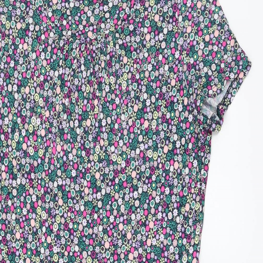 Marks and Spencer Womens Multicoloured Floral Viscose A-Line Size 16 Round Neck Pullover