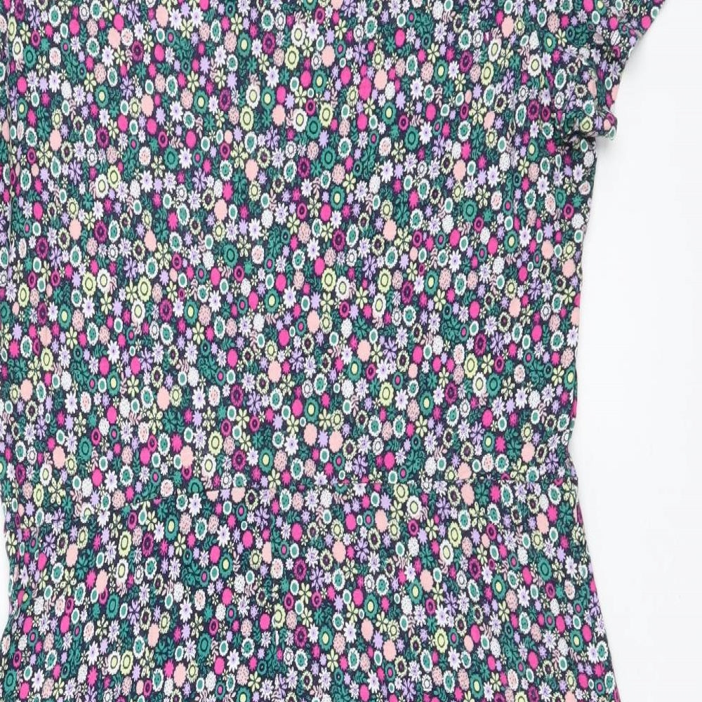 Marks and Spencer Womens Multicoloured Floral Viscose A-Line Size 16 Round Neck Pullover