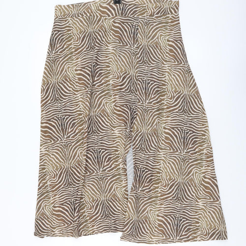 PRETTYLITTLETHING Womens Brown Animal Print Polyester A-Line Skirt Size 14 Zip - Zebra Pattern