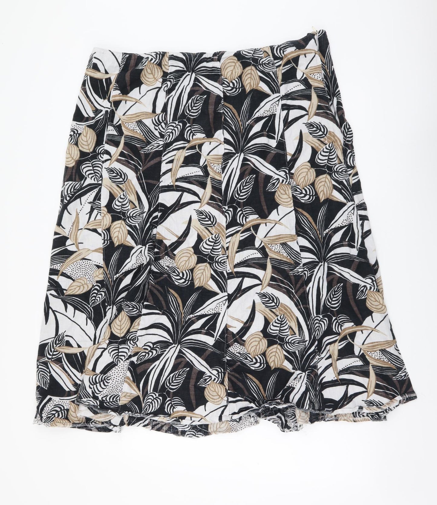 Marks and Spencer Womens Multicoloured Floral Cotton A-Line Skirt Size 20 Zip