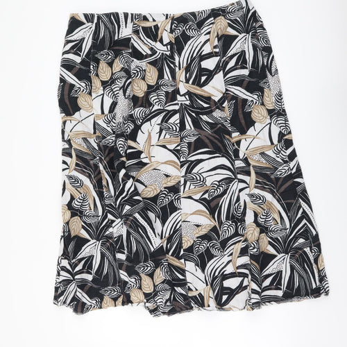Marks and Spencer Womens Multicoloured Floral Cotton A-Line Skirt Size 20 Zip