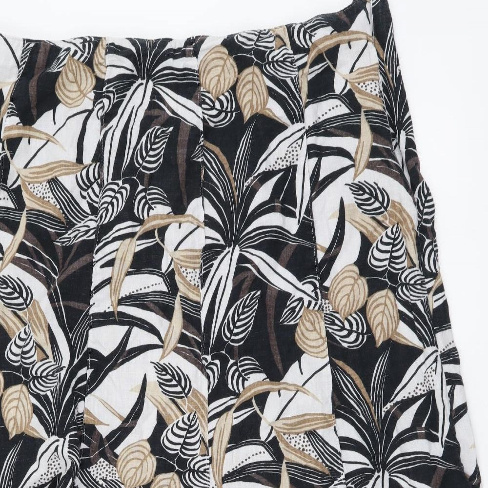 Marks and Spencer Womens Multicoloured Floral Cotton A-Line Skirt Size 20 Zip
